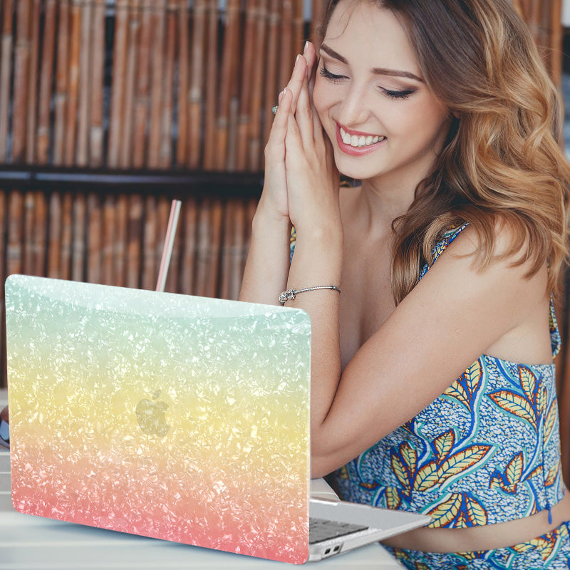 Gradient Glitter Pearl Shell Macbook Case