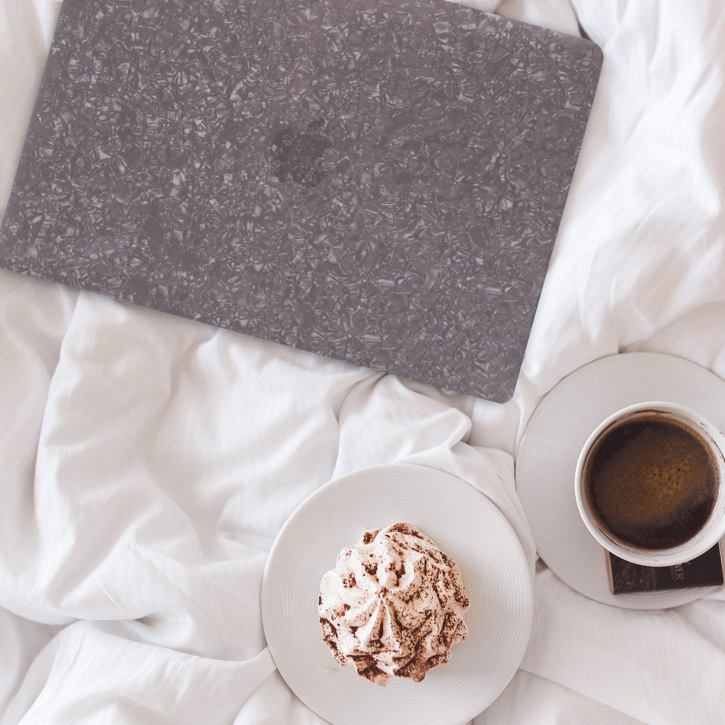 Black Glitter Pearl Shell Macbook Case