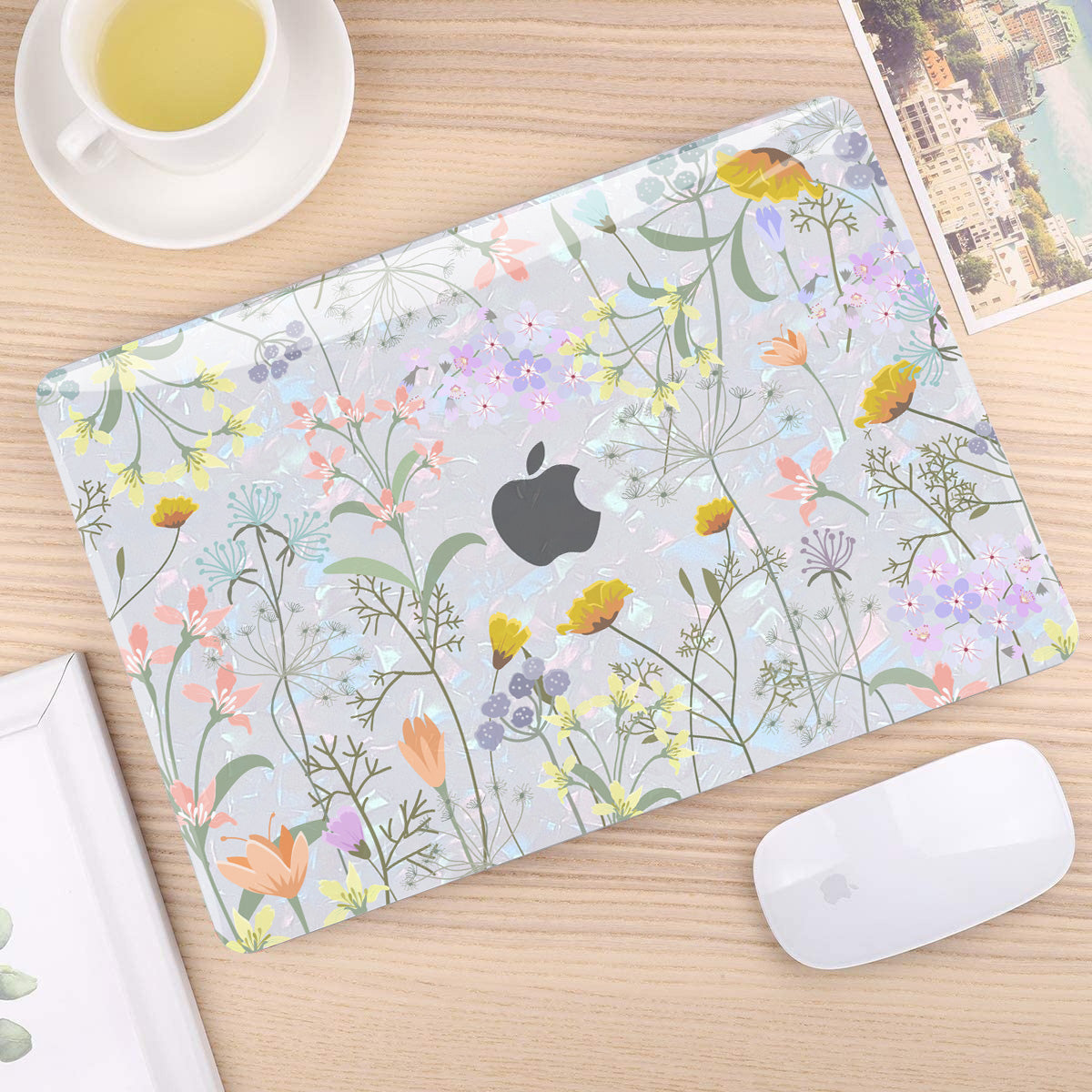 Flower Glitter Pearl Shell Macbook Case