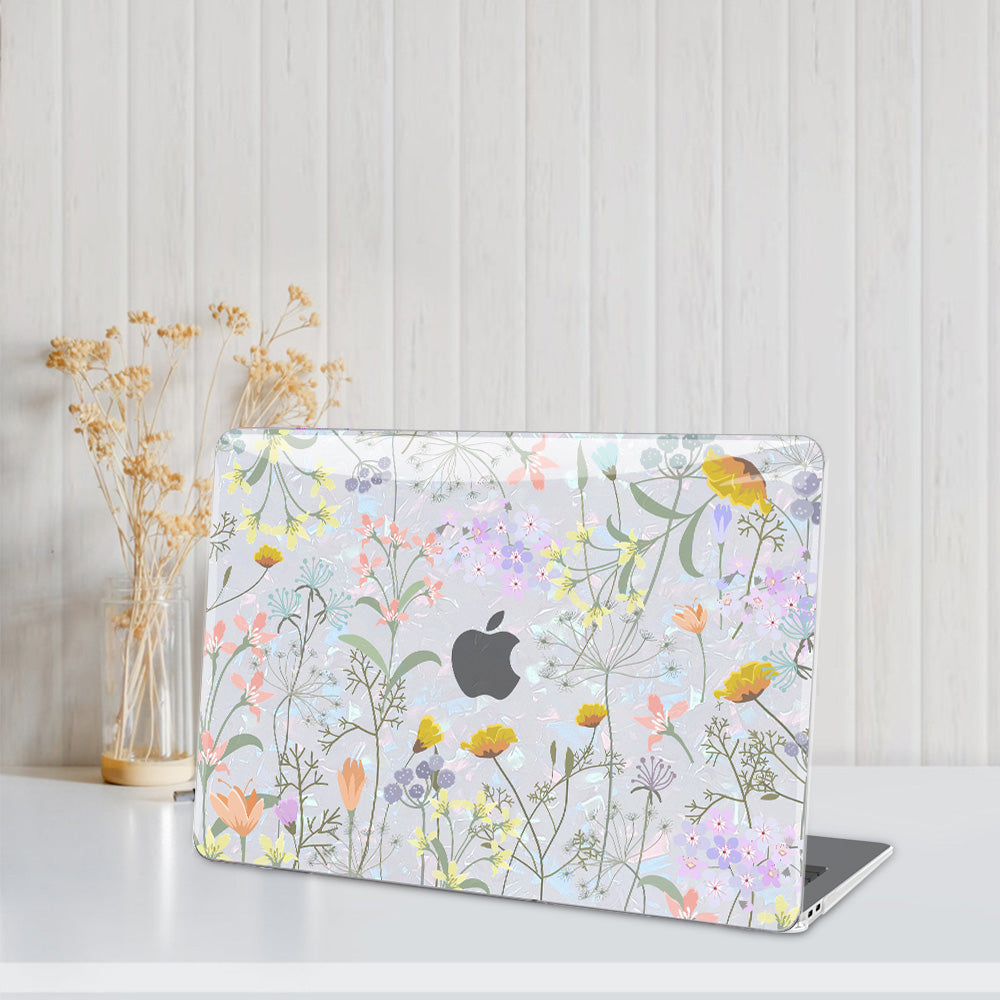 Flower Glitter Pearl Shell Macbook Case