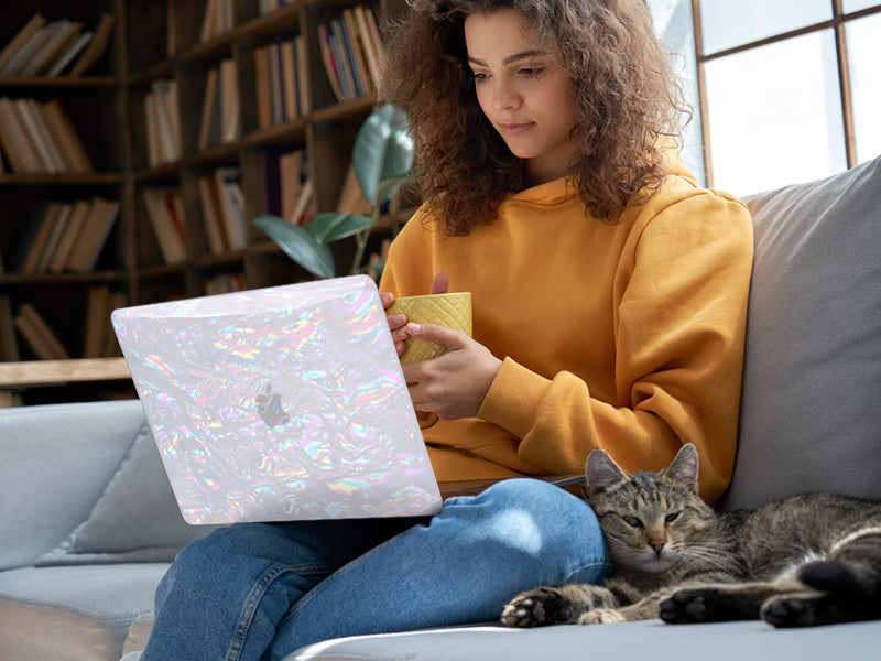 Rainbow Glitter Pearl Shell Macbook Case