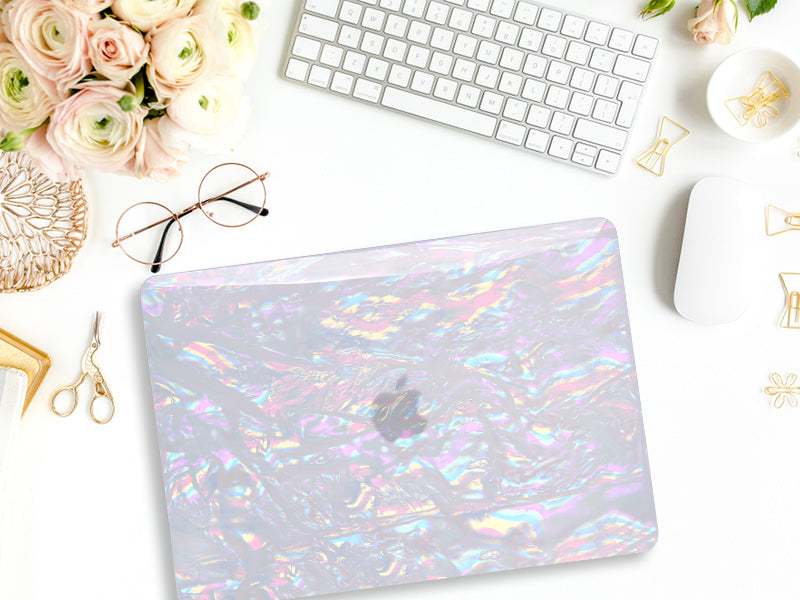 Rainbow Glitter Pearl Shell Macbook Case